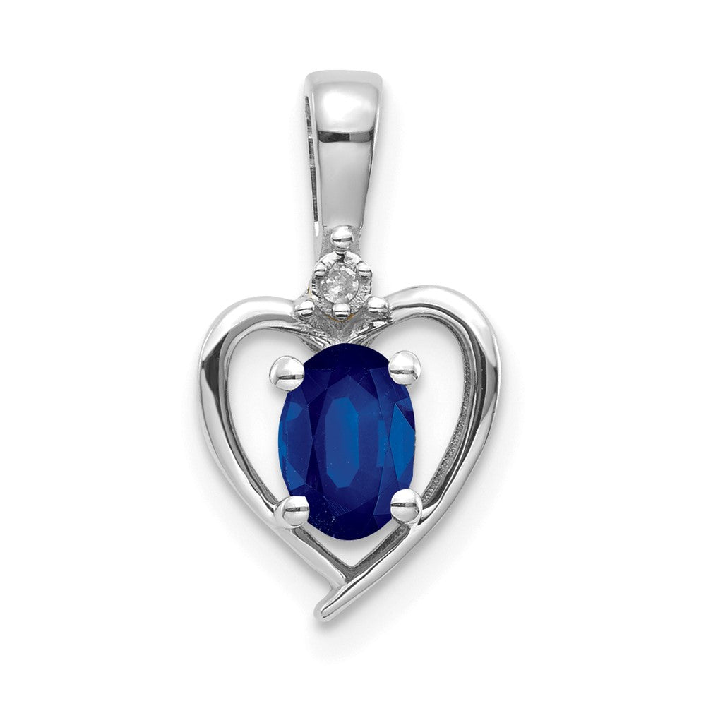 14K Weißgold Saphir-Diamant-Anhänger