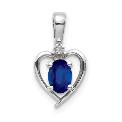 14K Weißgold Saphir-Diamant-Anhänger