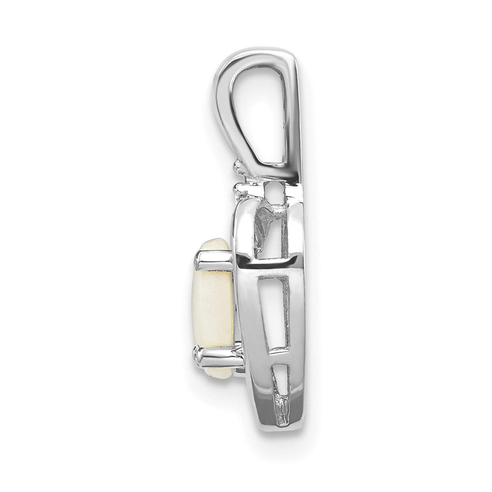 14K Weißgold Opal-Diamant-Anhänger