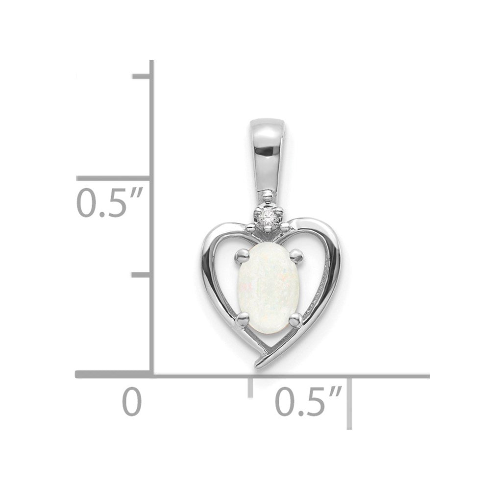14K Weißgold Opal-Diamant-Anhänger