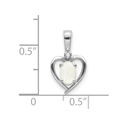 14K Weißgold Opal-Diamant-Anhänger
