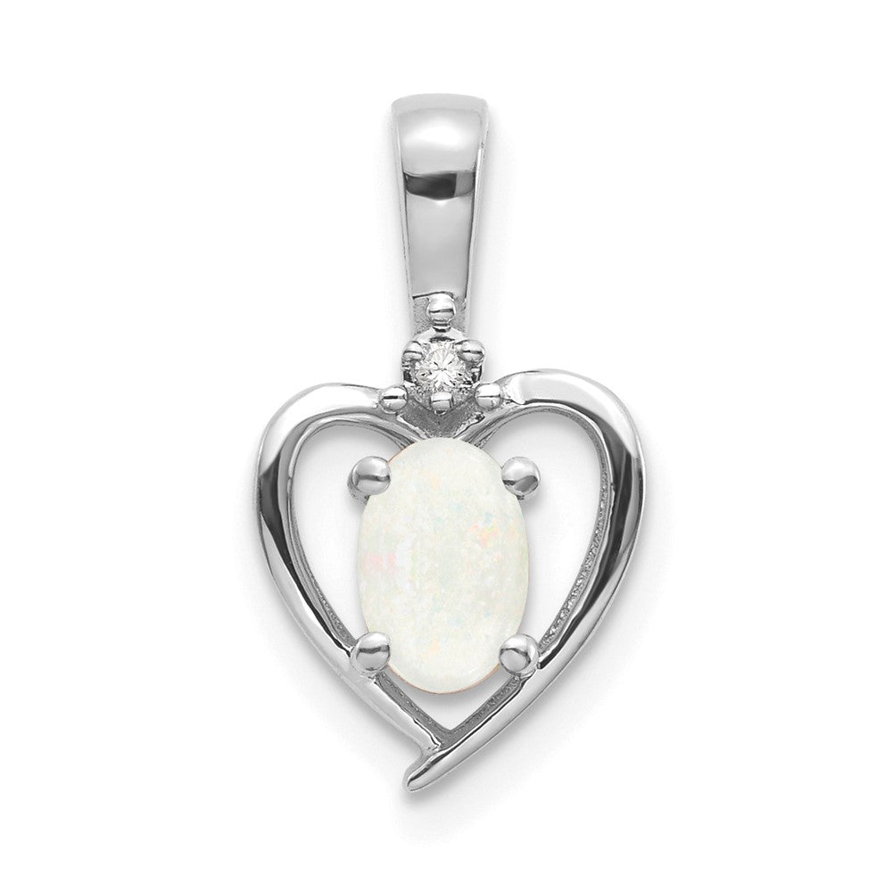 14K Weißgold Opal-Diamant-Anhänger