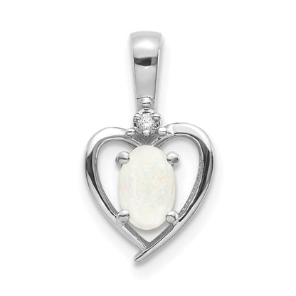 14K Weißgold Opal-Diamant-Anhänger