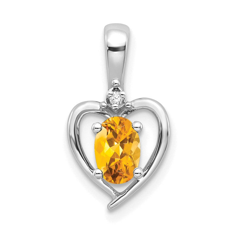 14K Weißgold Citrin-Diamant-Anhänger