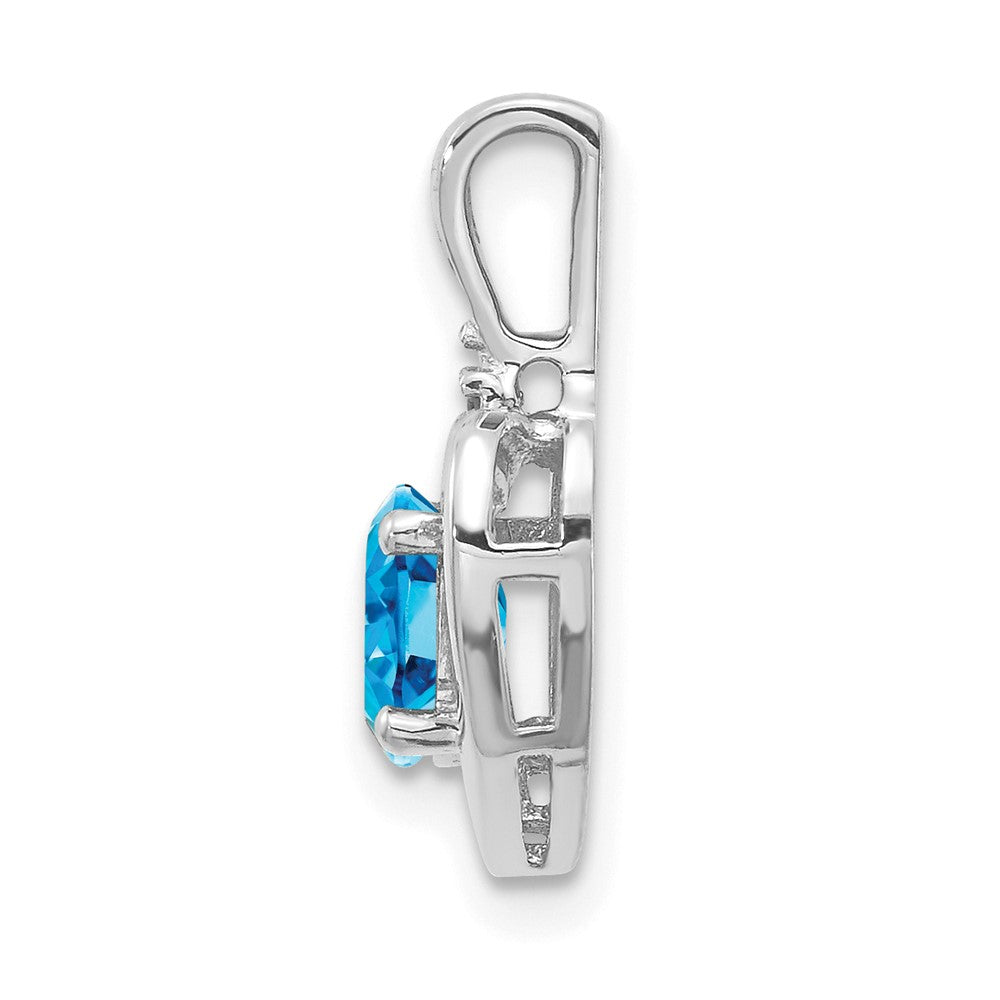 14K Weißgold Anhänger mit blauem Topas und Diamant