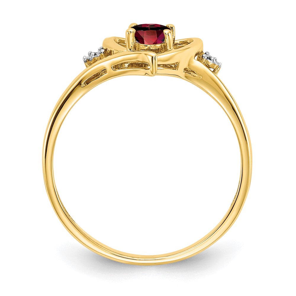 14K Gelbgold Granat und Diamant Herz Ring
