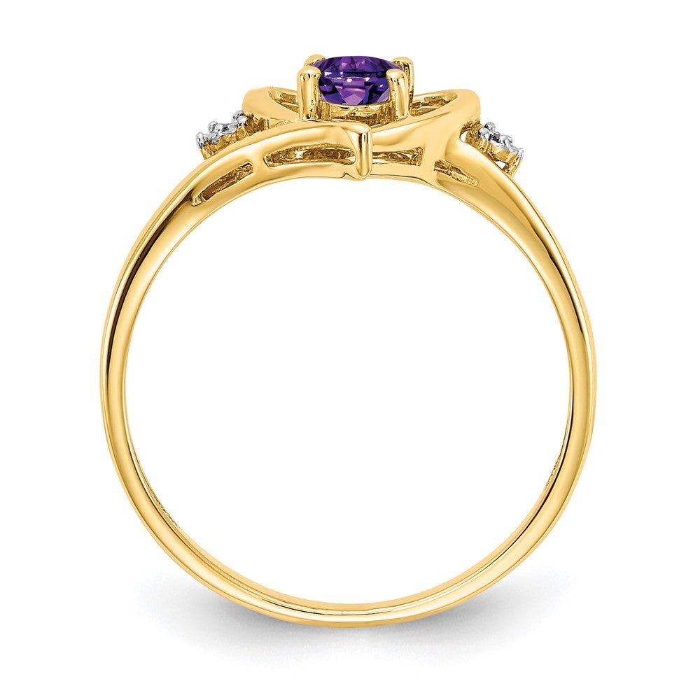 14K Gelbgold Amethyst und Diamant Herz Ring