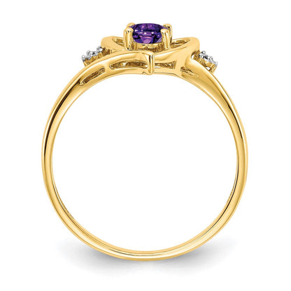 14K Gelbgold Amethyst und Diamant Herz Ring