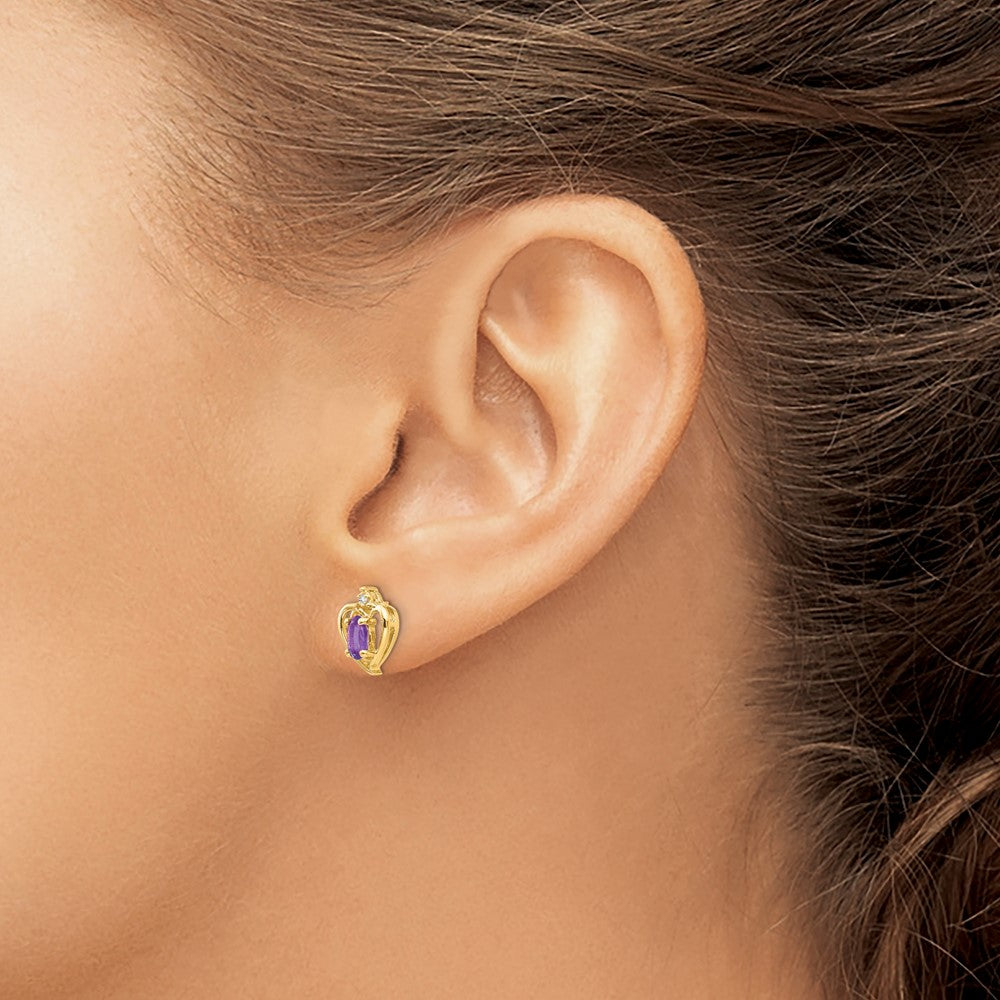 14K Ohrringe mit Diamant und Amethyst