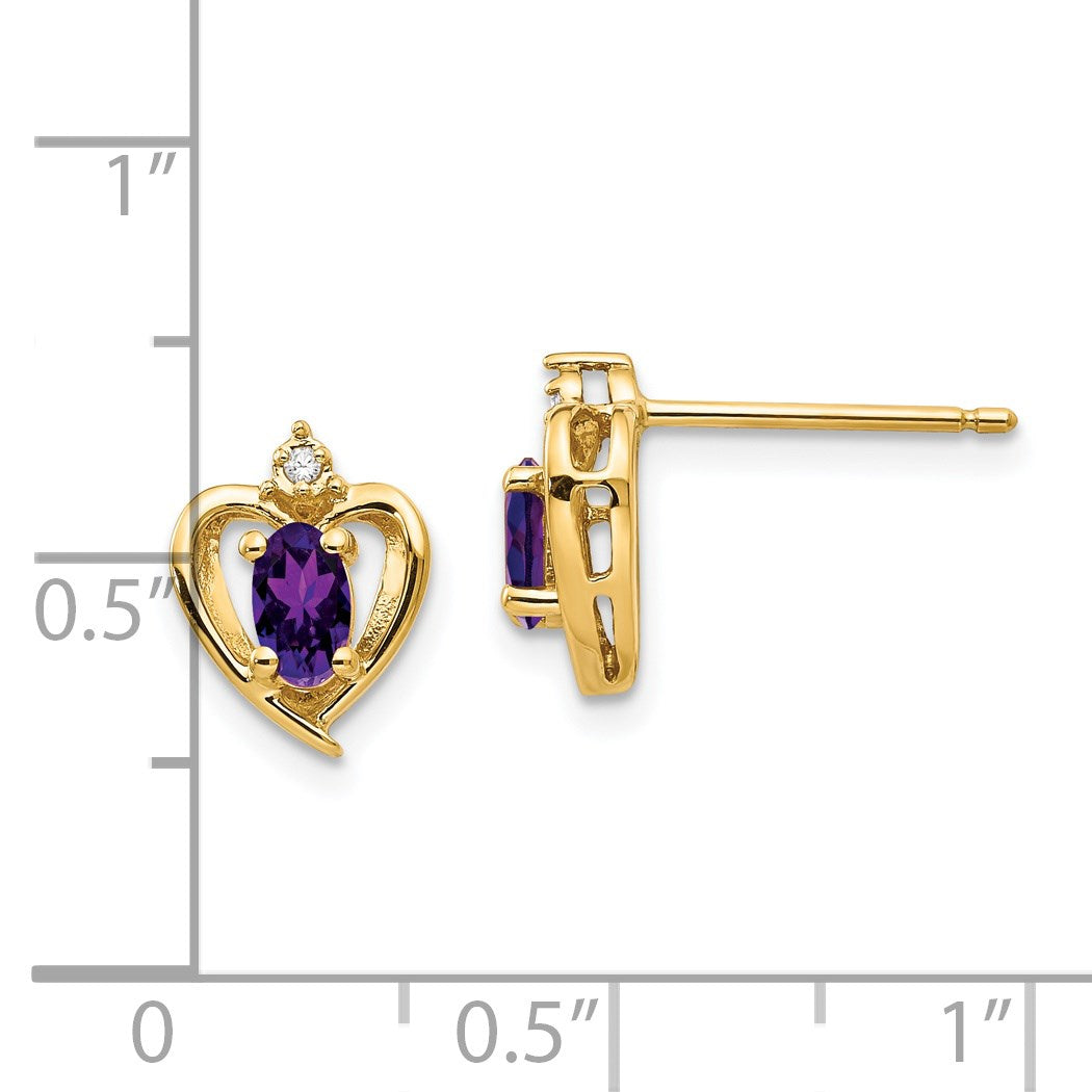 10K Gelbgold Diamant- & Amethyst-Ohrringe