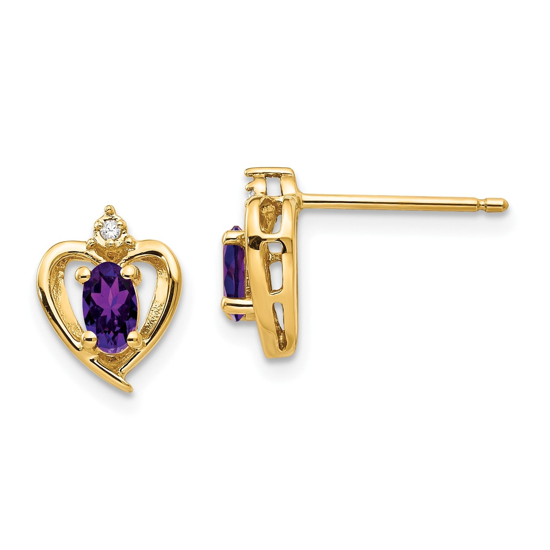 10K Gelbgold Diamant- & Amethyst-Ohrringe