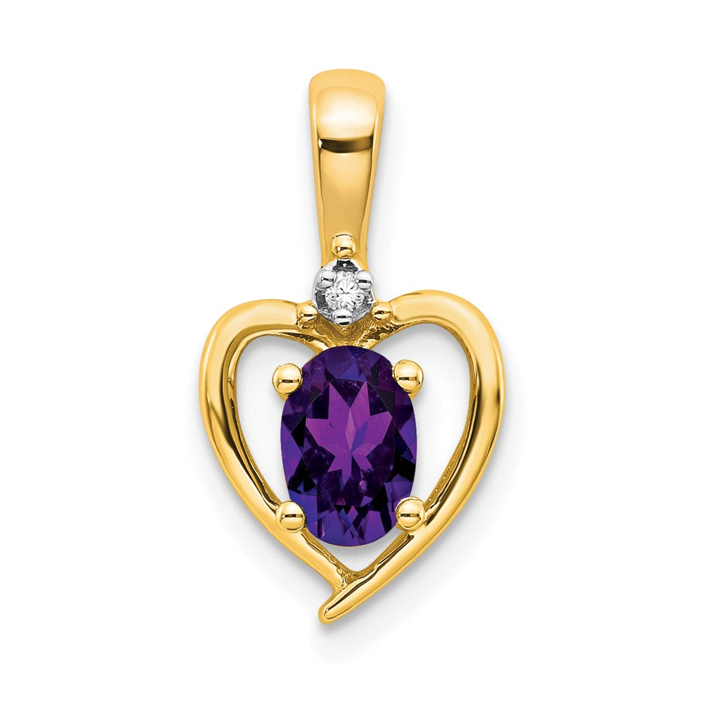 10K Gelbgold Diamant- & Amethyst-Anhänger