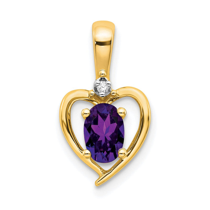 10K Gelbgold Diamant- & Amethyst-Anhänger