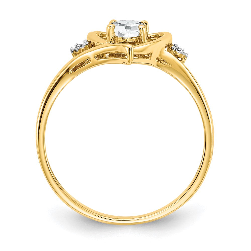 10K Gelbgold Ring mit echten Diamanten und Weißem Topas