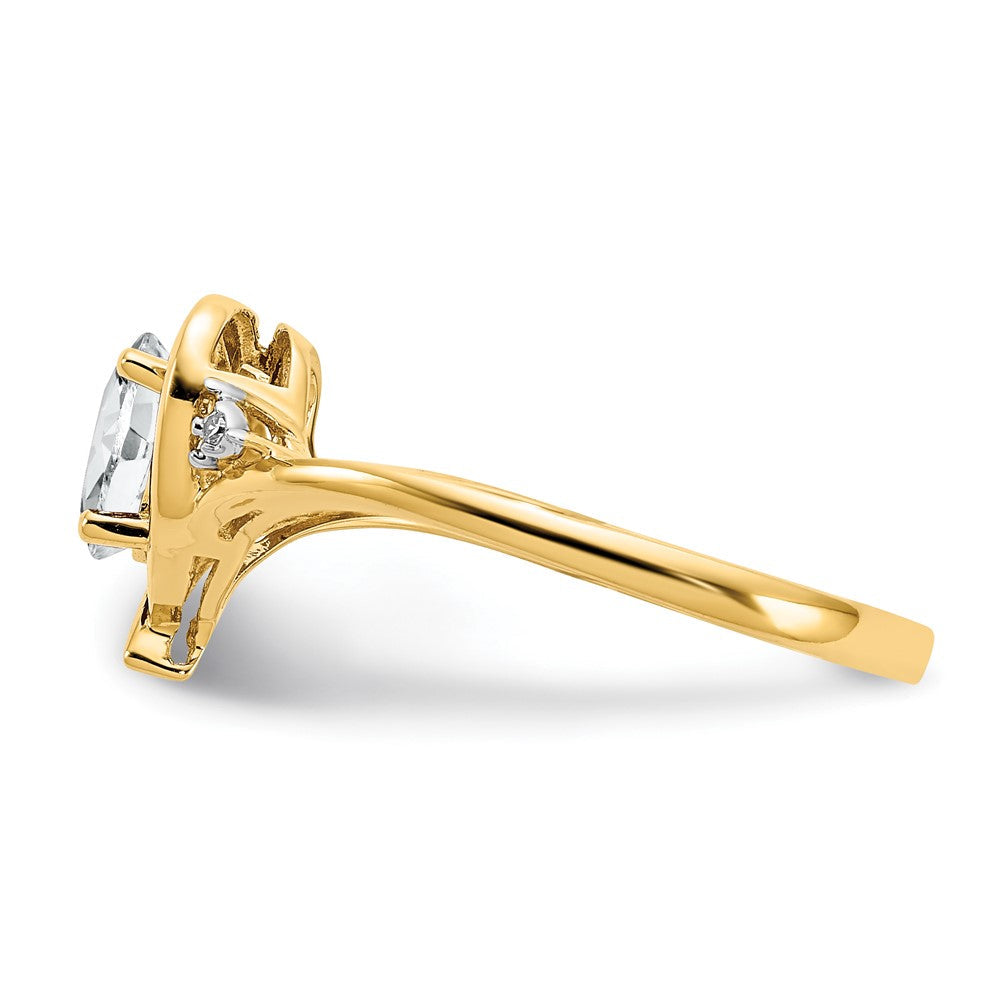 10K Gelbgold Ring mit echten Diamanten und Weißem Topas