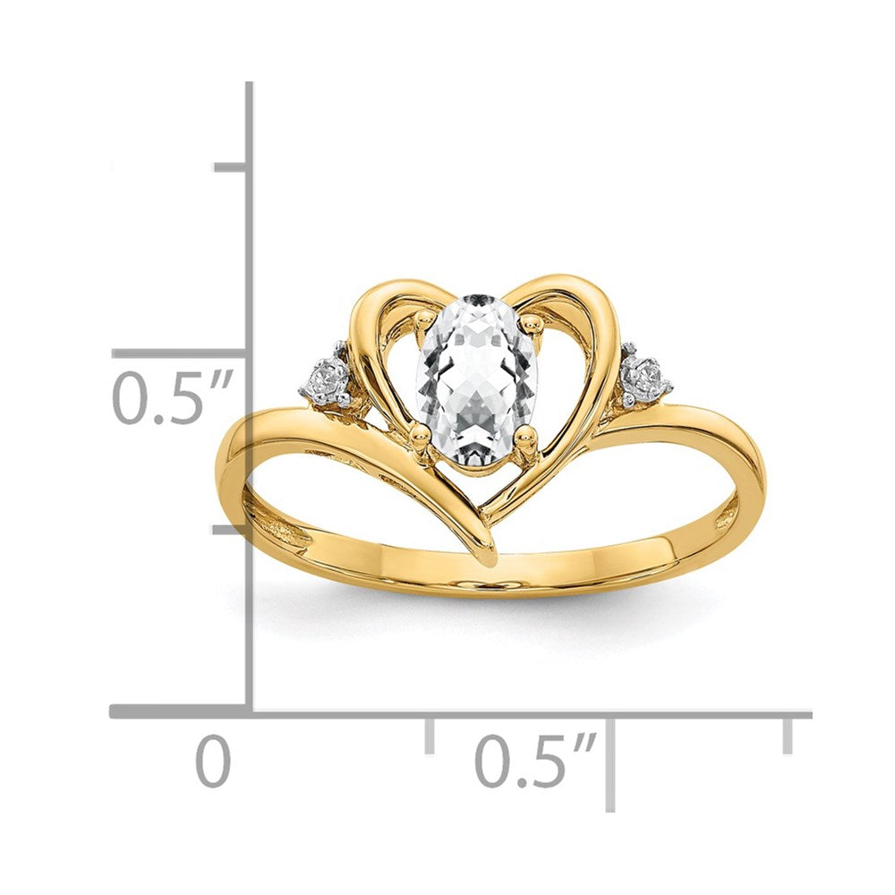 10K Gelbgold Ring mit echten Diamanten und Weißem Topas