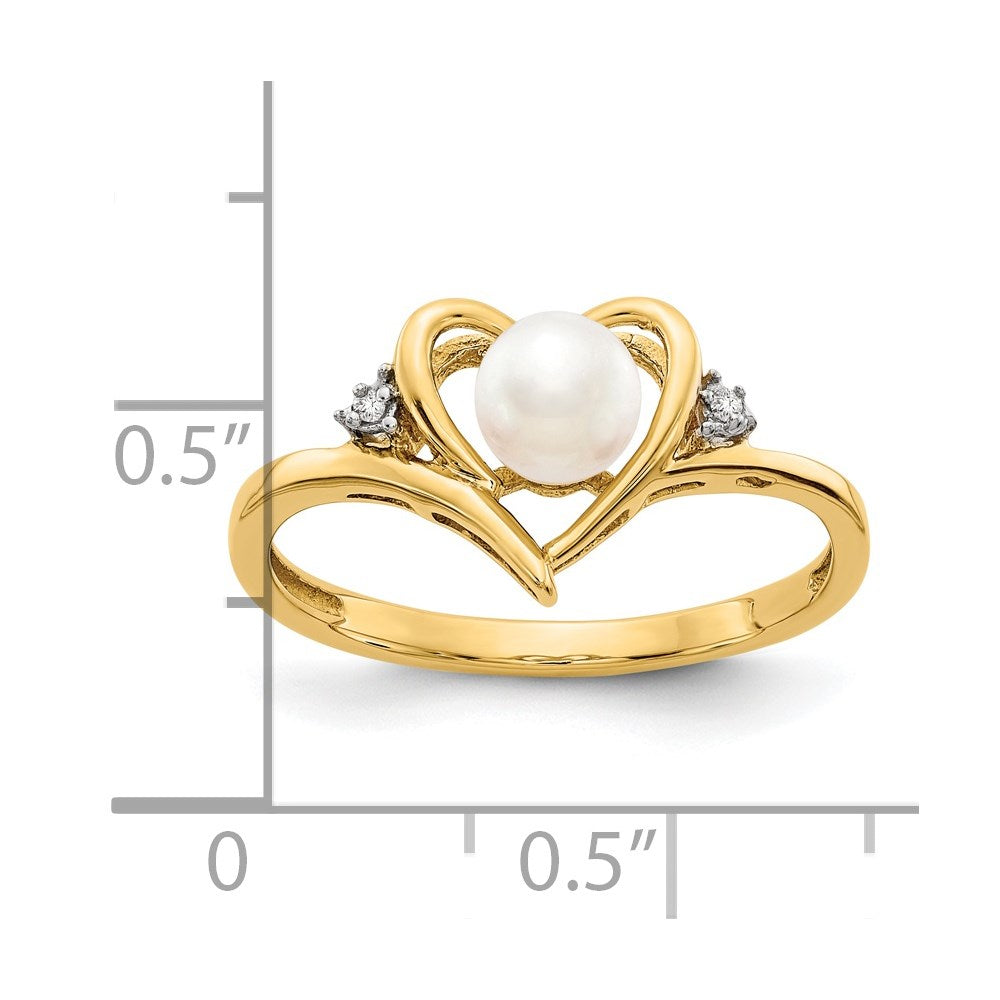 10K-Gelbgold-Ring mit echten Diamanten und FW-Zuchtperle