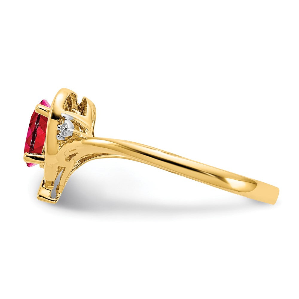 10K Gelbgold Ring mit echten Diamanten und Rubin