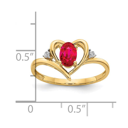 10K Gelbgold Ring mit echten Diamanten und Rubin