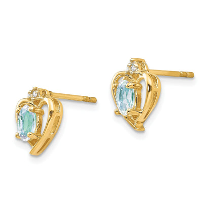 10K Gelbgold Ohrringe mit Diamant und Aquamarin