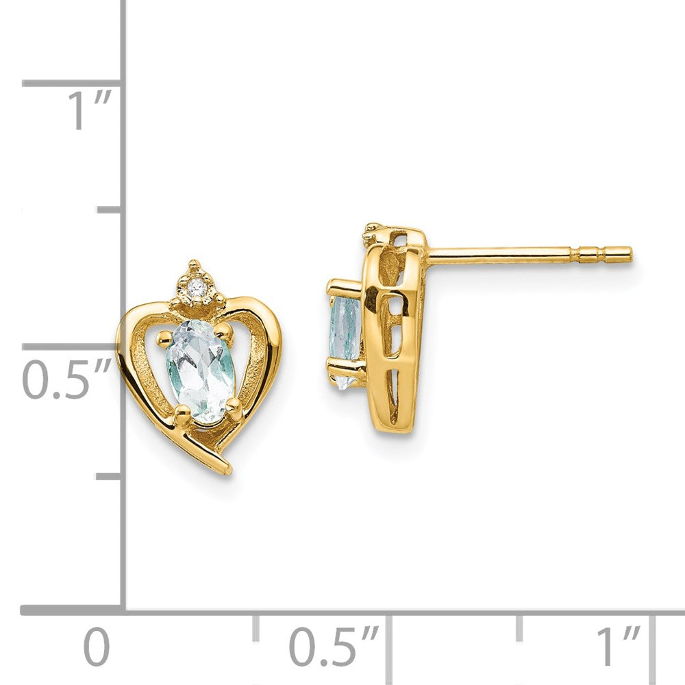 14K Gold Ohrringe mit Diamant und Aquamarin