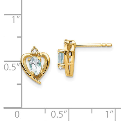10K Gelbgold Ohrringe mit Diamant und Aquamarin