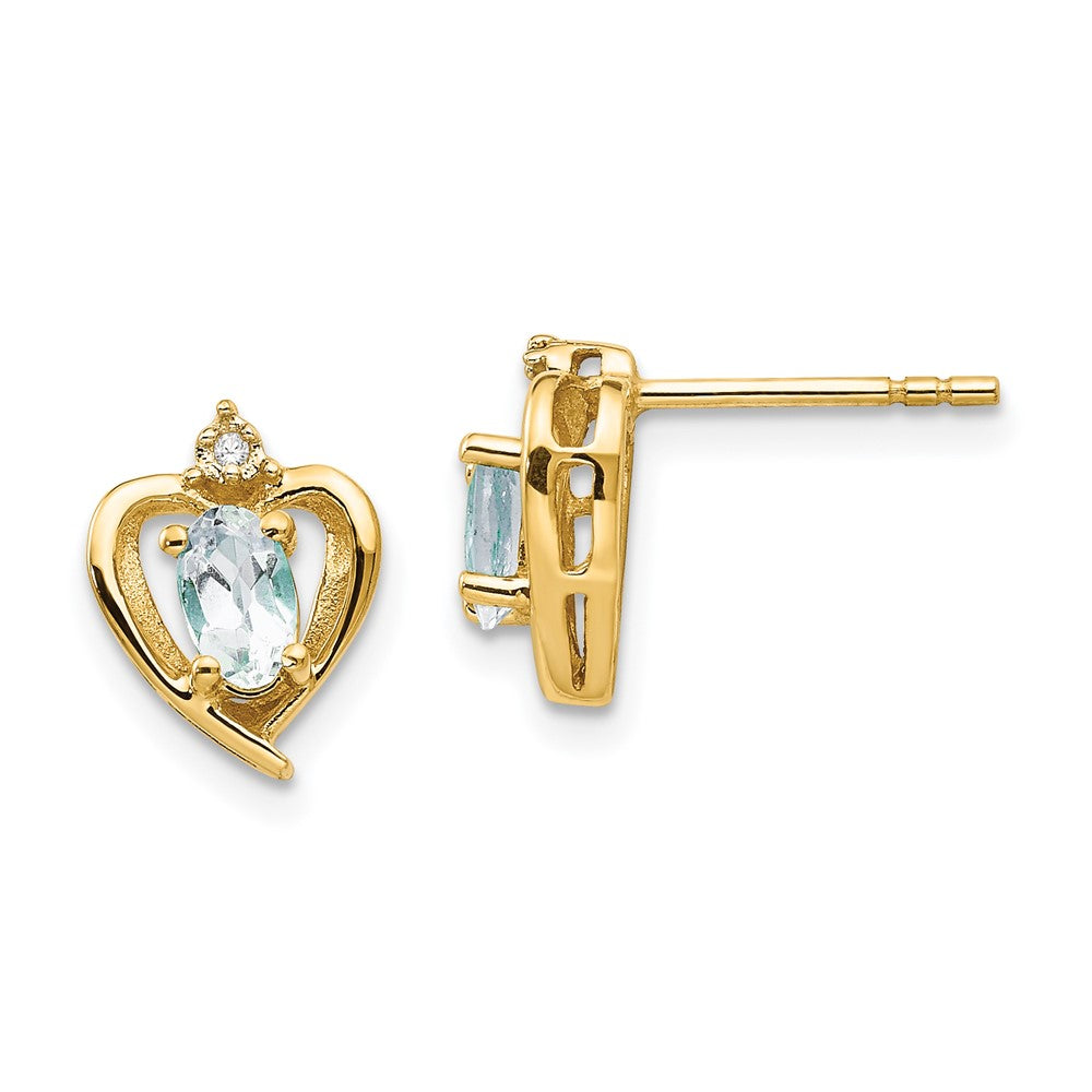 14K Gold Ohrringe mit Diamant und Aquamarin