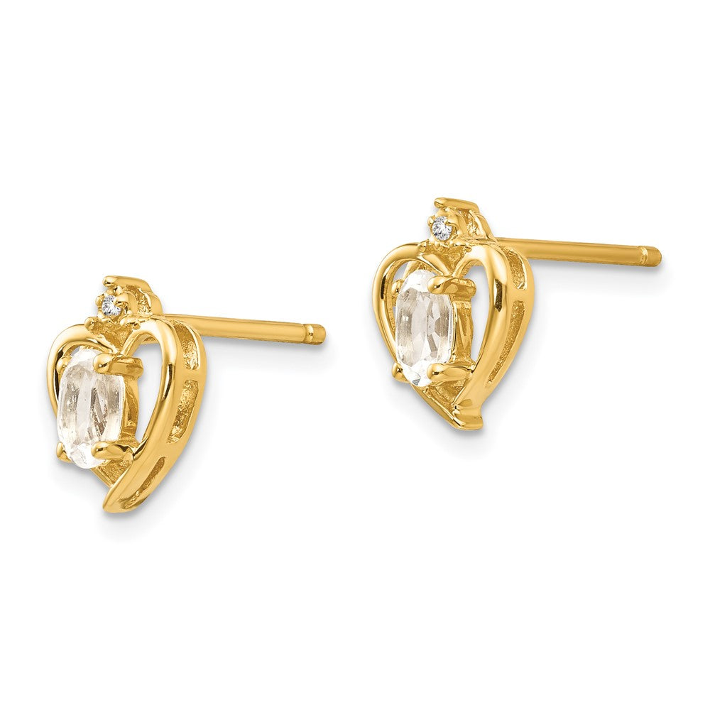 14K Gelbgold Ohrringe mit Diamant und Weißtopas