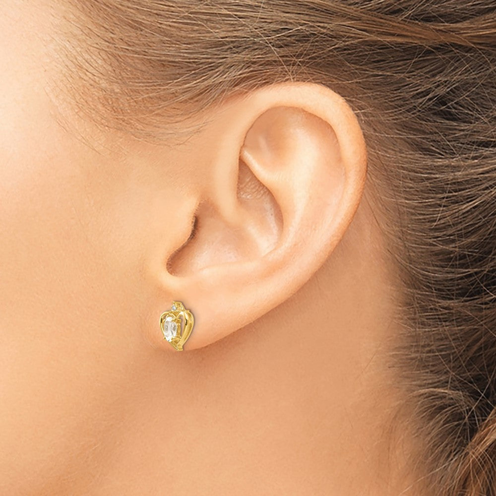 14K Gelbgold Ohrringe mit Diamant und Weißtopas