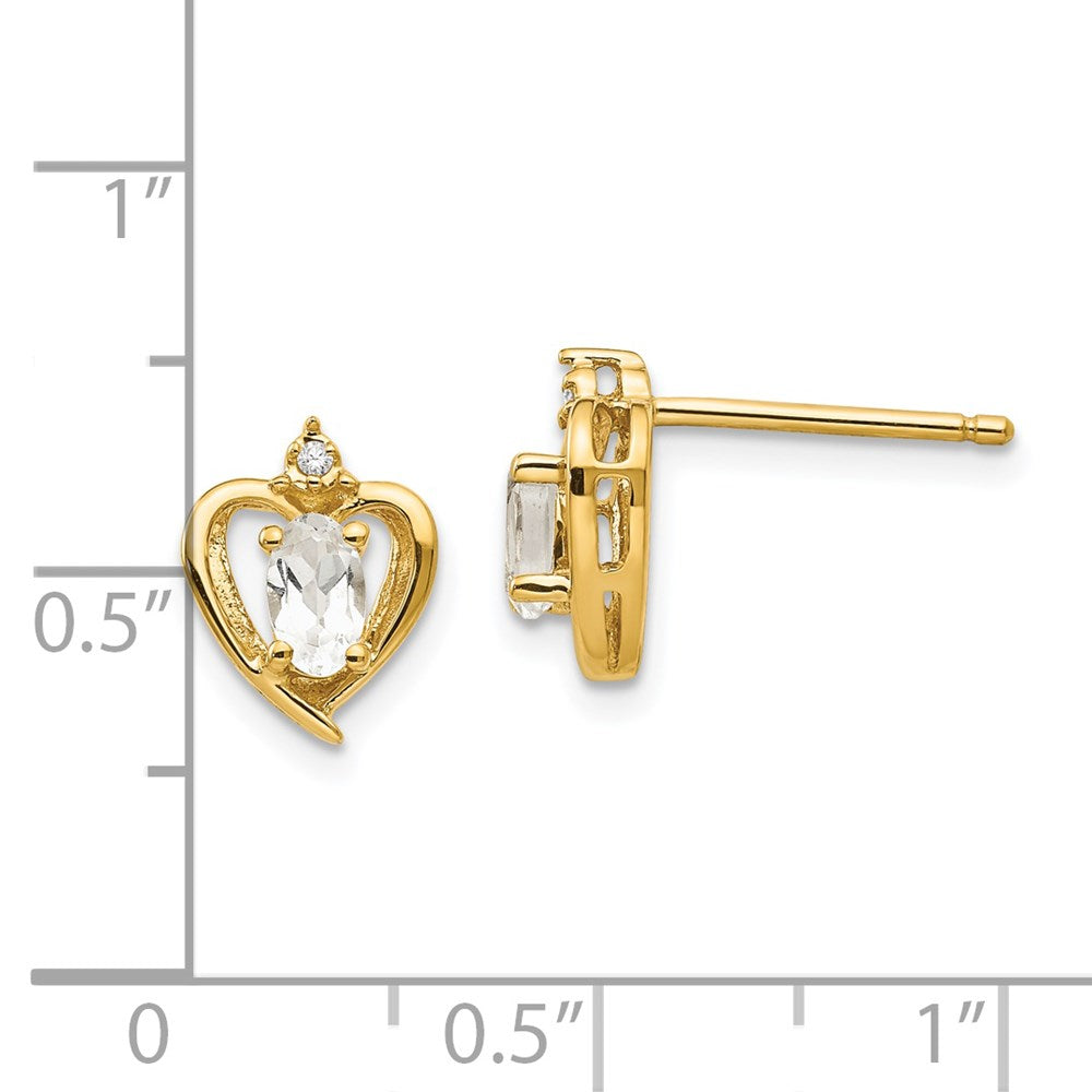 14K Gelbgold Ohrringe mit Diamant und Weißtopas