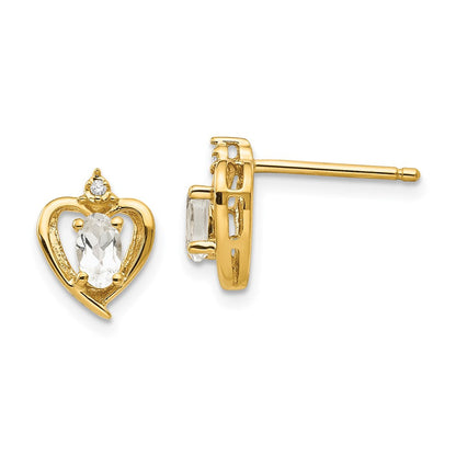 14K Gelbgold Ohrringe mit Diamant und Weißtopas