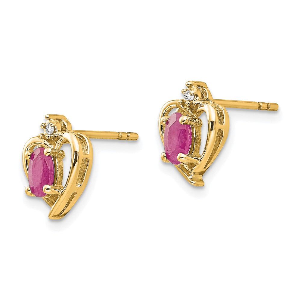 14K Ohrringe mit Diamant und Rubin