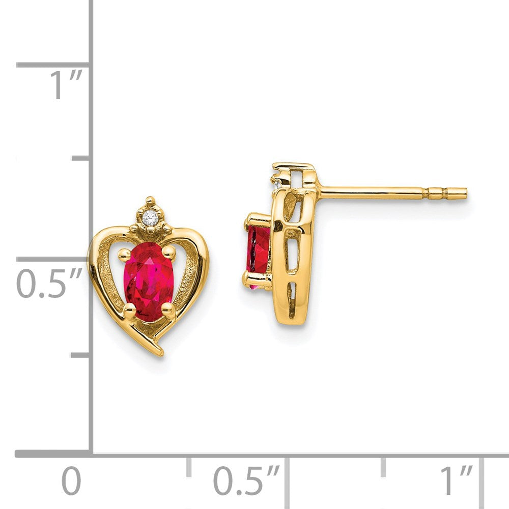 14K Ohrringe mit Diamant und Rubin