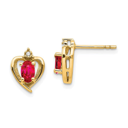 14K Ohrringe mit Diamant und Rubin