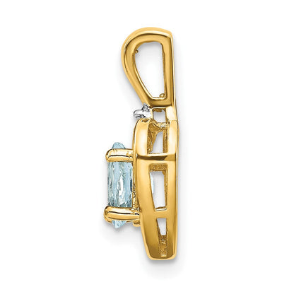 14K Gelbgold Anhänger mit Aquamarin und Diamant
