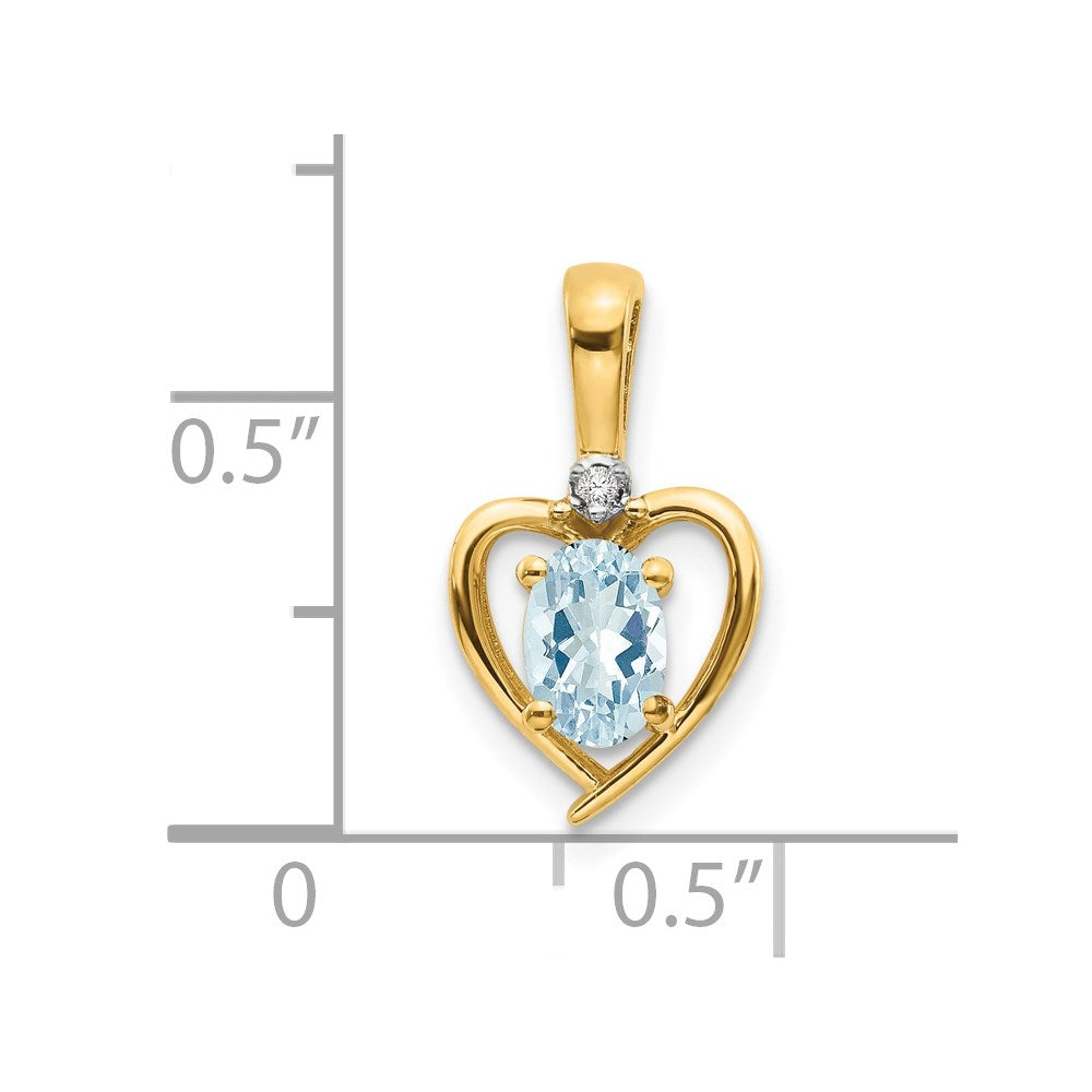 14K Gelbgold Anhänger mit Aquamarin und Diamant