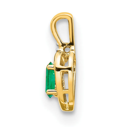 14K Gelbgold Anhänger mit Smaragd und Diamant in Herzform