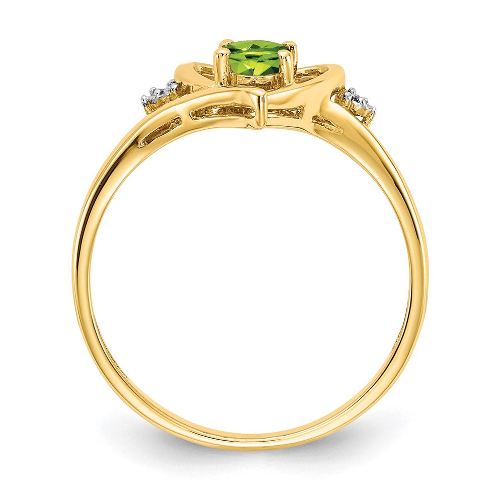 10K Gelbgold Ring mit echtem Diamant & Peridot