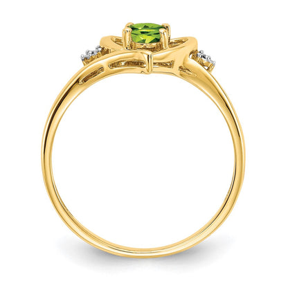 10K Gelbgold Ring mit echtem Diamant & Peridot