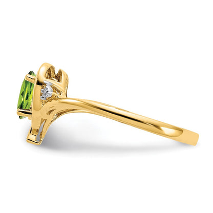 10K Gelbgold Ring mit echtem Diamant & Peridot