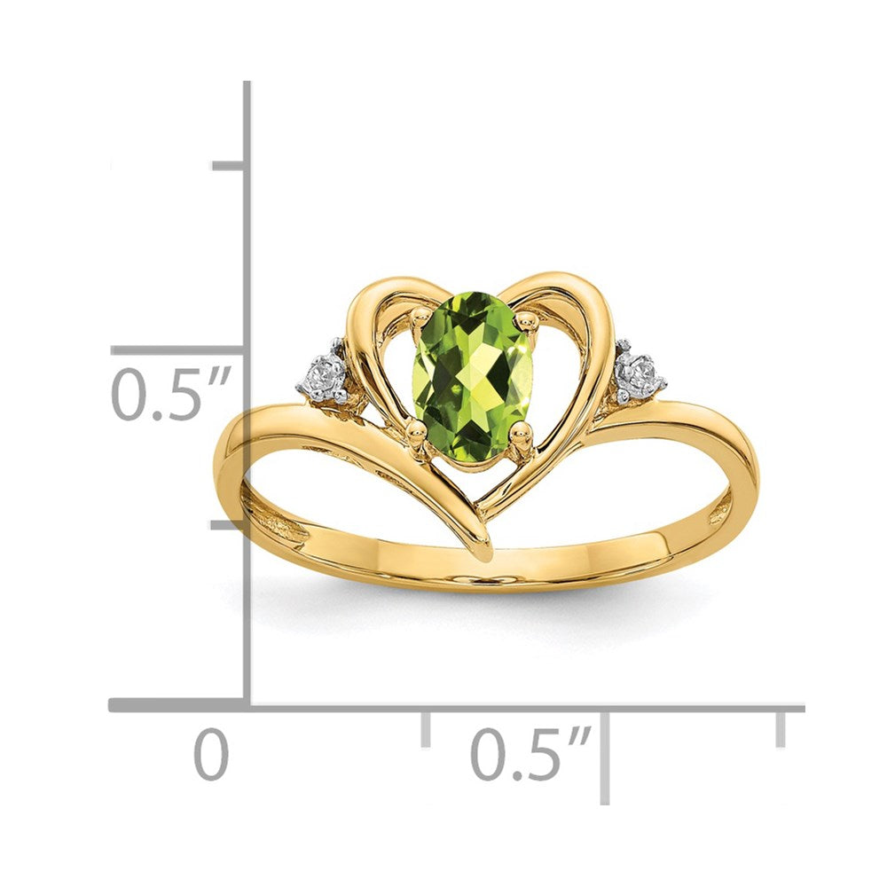 10K Gelbgold Ring mit echtem Diamant & Peridot