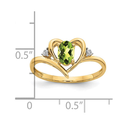 10K Gelbgold Ring mit echtem Diamant & Peridot