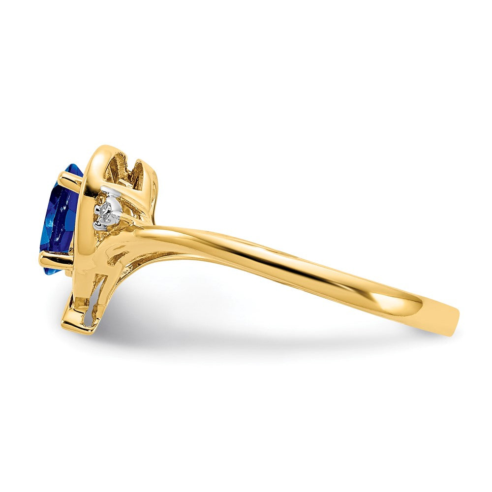 10K Gelbgold Ring mit echtem Diamant und Saphir