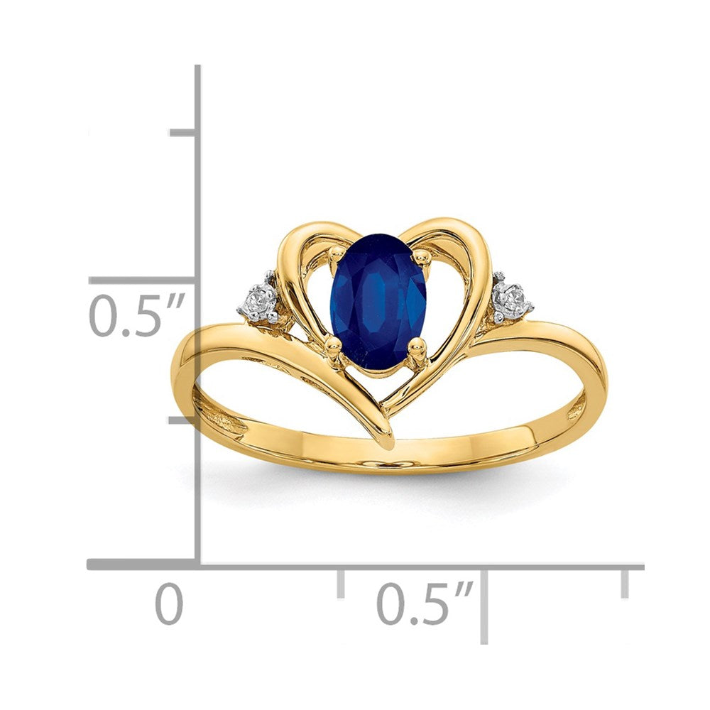 10K Gelbgold Ring mit echtem Diamant und Saphir