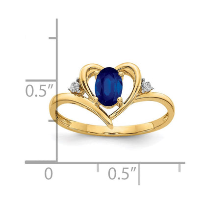 10K Gelbgold Ring mit echtem Diamant und Saphir