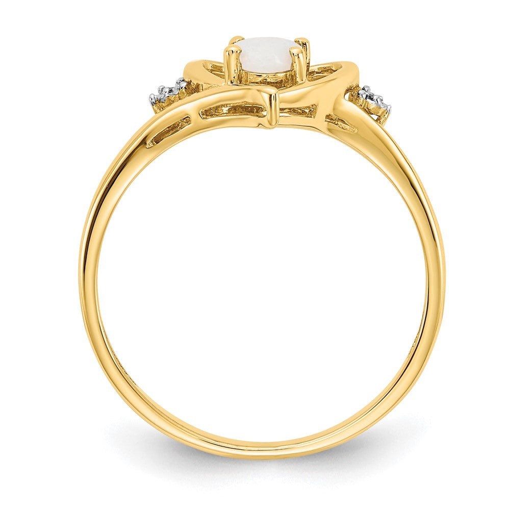 14K Gelbgold Opal und Diamant Herz Ring