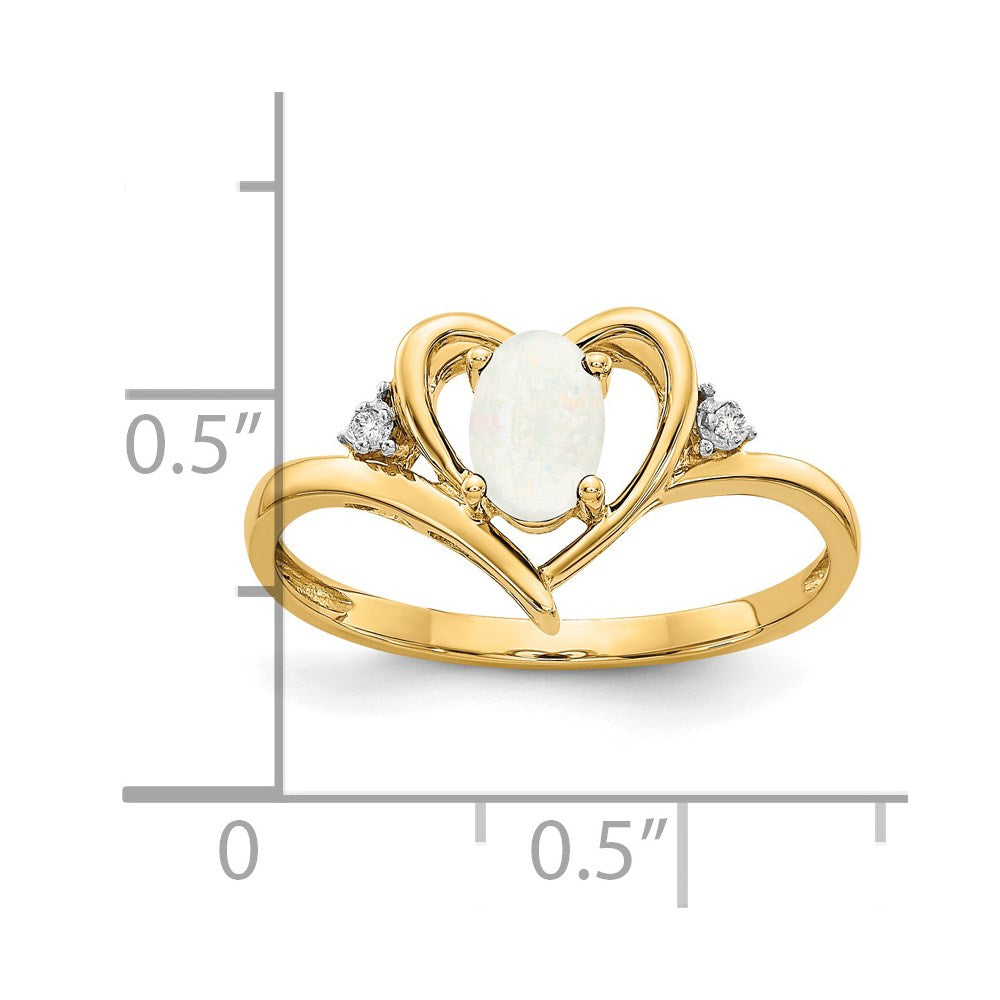14K Gelbgold Opal und Diamant Herz Ring