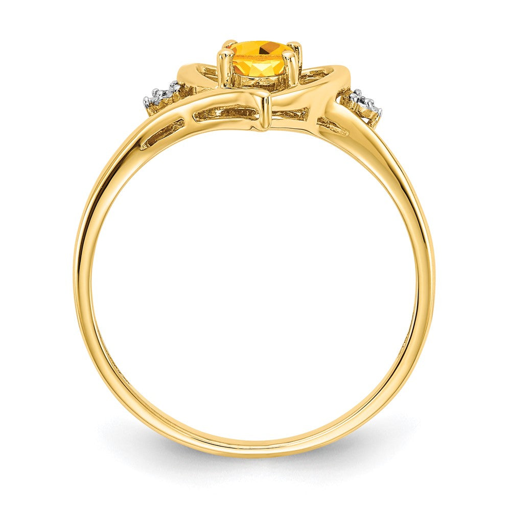 10K Gelbgold Ring mit echtem Diamant und Citrin