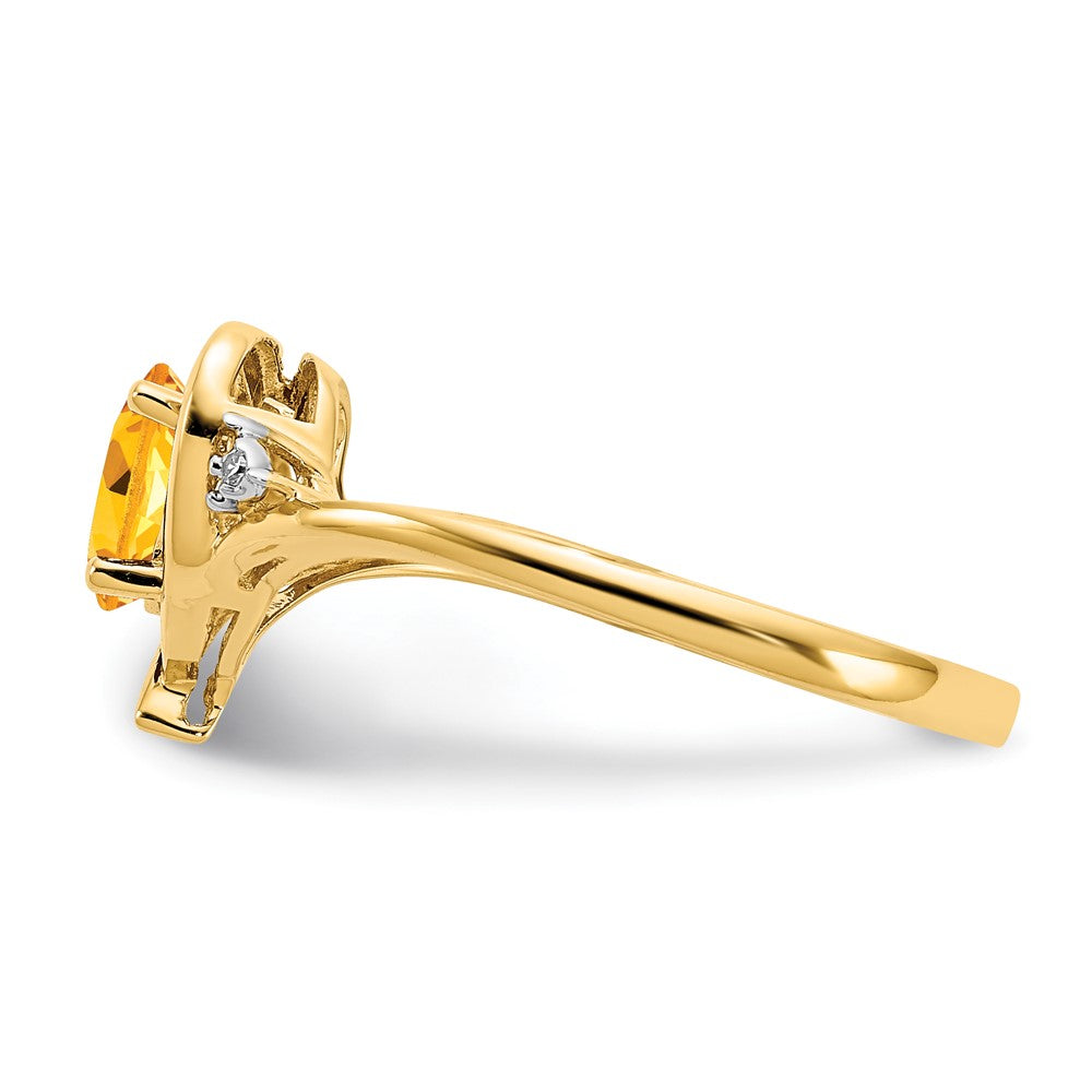10K Gelbgold Ring mit echtem Diamant und Citrin