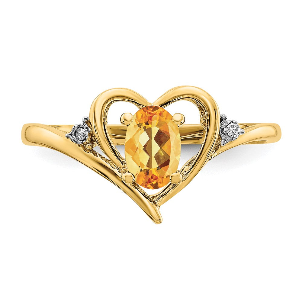 10K Gelbgold Ring mit echtem Diamant und Citrin